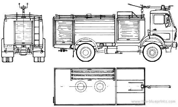 Грузовик Mercedes-Benz AK1719-30 Fire Truck (1982) - чертежи, габариты, рисунки