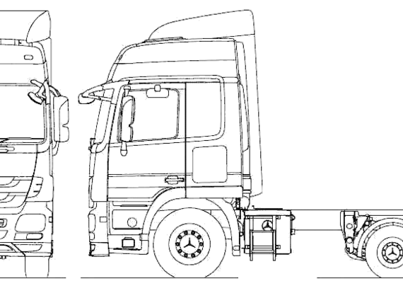 Грузовик Mercedes-Benz Acrors 6x2 Midlift Tractor (2010) - чертежи, габариты, рисунки