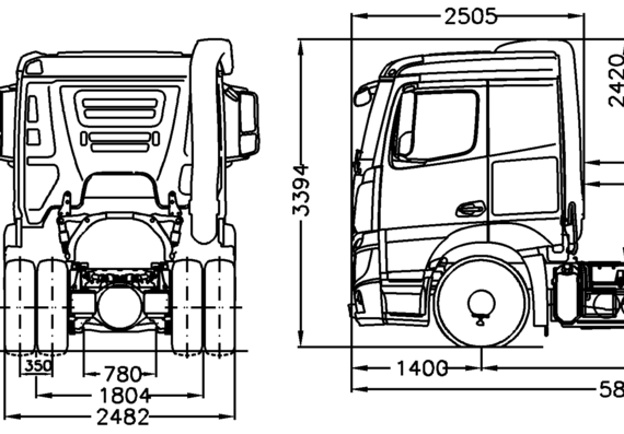 Mercedes-Benz Actros 4x2 Semi-Trailer tractor - drawings, dimensions, pictures