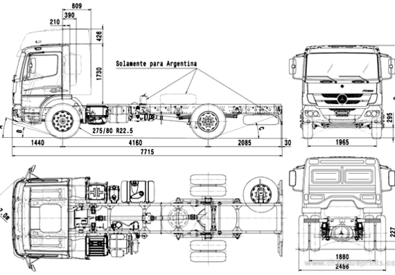 Грузовик Mercedes-Benz Atego 1725 - 42 - 1725S - 36 (2013) - чертежи, габариты, рисунки