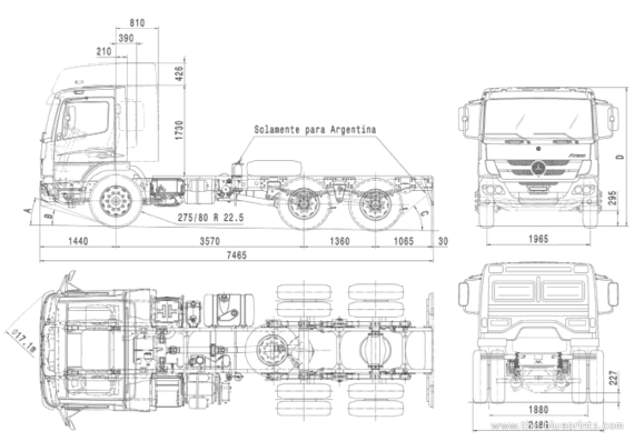 Грузовик Mercedes-Benz Atego 2425-48 6x2 (2013) - чертежи, габариты, рисунки