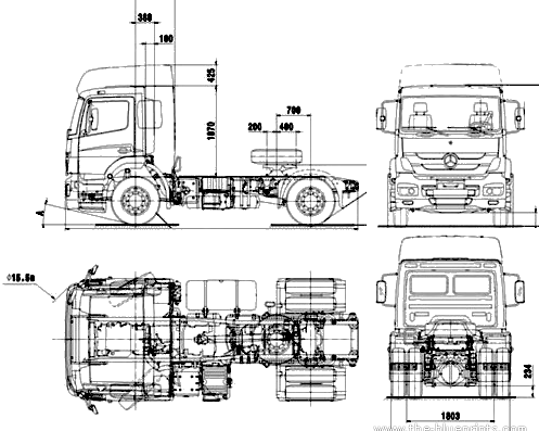 Грузовик Mercedes-Benz Axor 1933 S-36 y 1933-45 (2013) - чертежи, габариты, рисунки