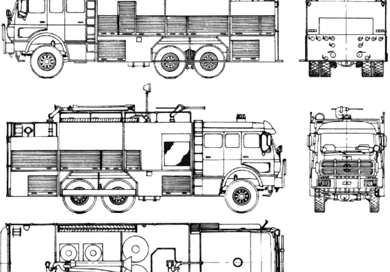 Грузовик Mercedes-Benz Fire Truck (1987) - чертежи, габариты, рисунки