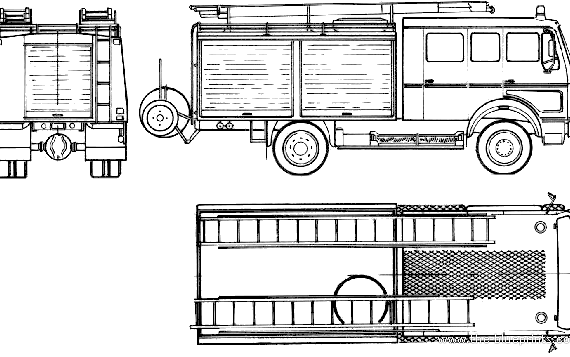 Грузовик Mercedes-Benz L1017-36 Fire Truck (1982) - чертежи, габариты, рисунки