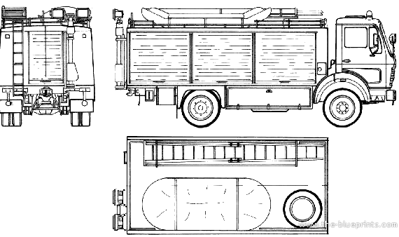 Грузовик Mercedes-Benz L1017 AF-36 Fire Truck (1979) - чертежи, габариты, рисунки