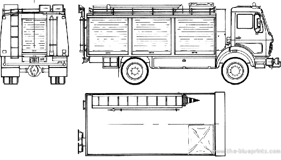 Грузовик Mercedes-Benz L1017 AF-36 Fire Truck (1980) - чертежи, габариты, рисунки