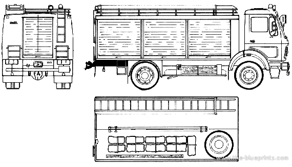 Грузовик Mercedes-Benz L1017 AF Fire Truck (1979) - чертежи, габариты, рисунки