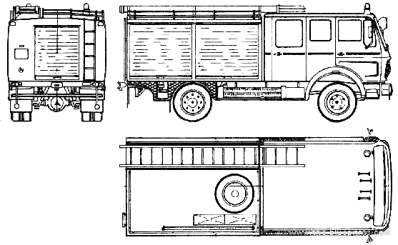 Грузовик Mercedes-Benz L1017 F-36 Fire Truck (1976) - чертежи, габариты, рисунки