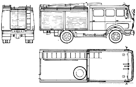 Грузовик Mercedes-Benz L1017 F-36 Fire Truck (1978) - чертежи, габариты, рисунки
