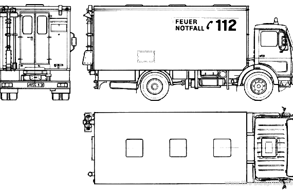 Грузовик Mercedes-Benz L1017 Fire Truck (1982) - чертежи, габариты, рисунки