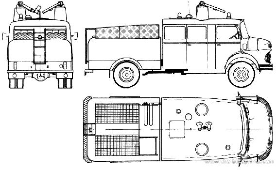 Грузовик Mercedes-Benz L1113 Fire Truck (1972) - чертежи, габариты, рисунки