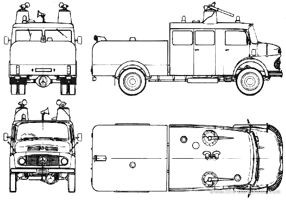 Грузовик Mercedes-Benz L1113 Fire Truck (1973) - чертежи, габариты, рисунки