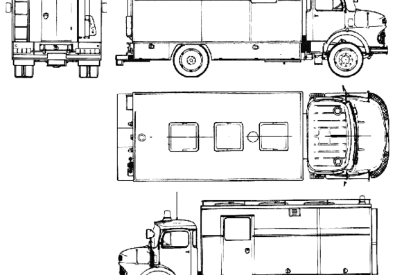 Грузовик Mercedes-Benz L1113 Fire Truck (1983) - чертежи, габариты, рисунки