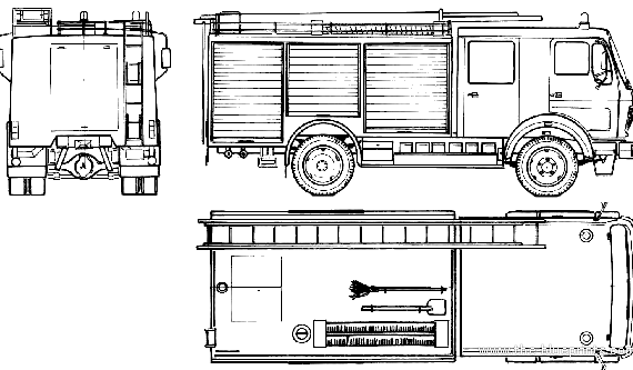 Грузовик Mercedes-Benz L1219 AF Fire Truck (1980) - чертежи, габариты, рисунки