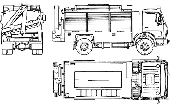 Грузовик Mercedes-Benz L1222 F-36 Fire Truck (1986) - чертежи, габариты, рисунки