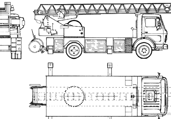 Грузовик Mercedes-Benz L1419 F-42 Fire Truck (1980) - чертежи, габариты, рисунки