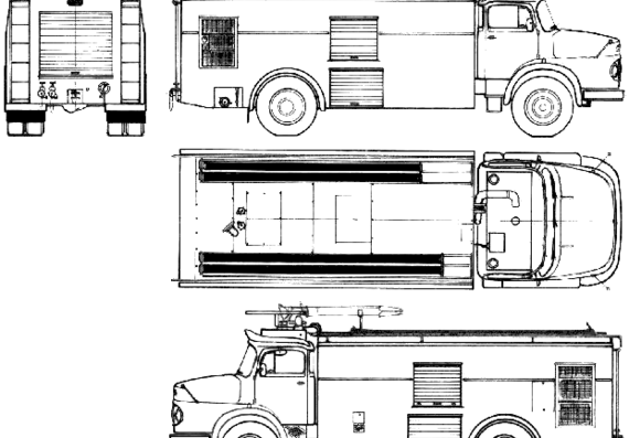 Грузовик Mercedes-Benz L1621 Fire Truck (1975) - чертежи, габариты, рисунки