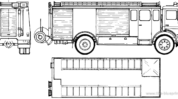 Грузовик Mercedes-Benz L1632-45 4x2 Fire Truck (1980) - чертежи, габариты, рисунки
