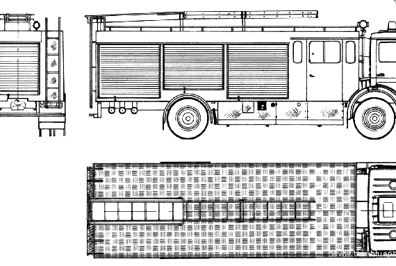 Грузовик Mercedes-Benz L1724 Fire Truck (1979) - чертежи, габариты, рисунки