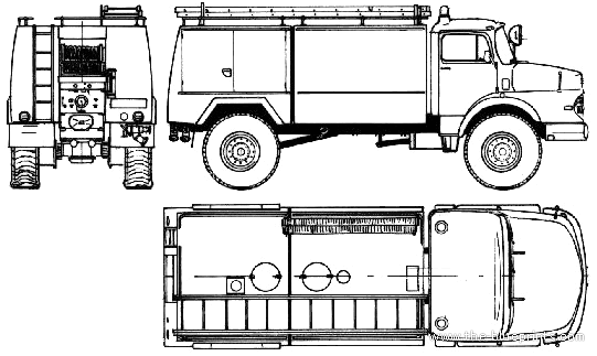 Грузовик Mercedes-Benz L1924 Fire Truck (1971) - чертежи, габариты, рисунки
