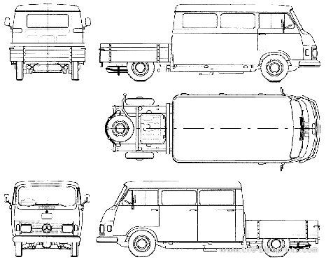 Грузовик Mercedes-Benz L206 (1970) - чертежи, габариты, рисунки