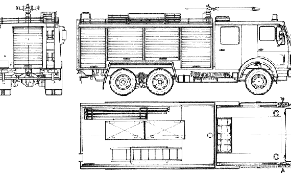 Грузовик Mercedes-Benz L2224 6x4 Fire Truck (1984) - чертежи, габариты, рисунки