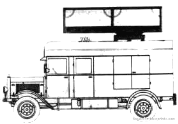 Mercedes-Benz L25000 Drehturmwagen truck - drawings, dimensions, pictures