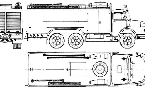 Грузовик Mercedes-Benz L2624 6x6 Fire Truck (1972) - чертежи, габариты, рисунки