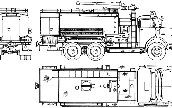 Грузовик Mercedes-Benz L2624 6x6 Fire Truck (1973) - чертежи, габариты, рисунки
