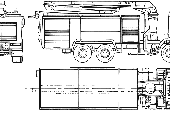 Грузовик Mercedes-Benz L2636-38 Fire Truck (1987) - чертежи, габариты, рисунки