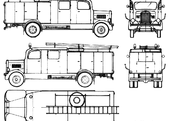 Грузовик Mercedes-Benz L3000 S Fire Truck (1940) - чертежи, габариты, рисунки