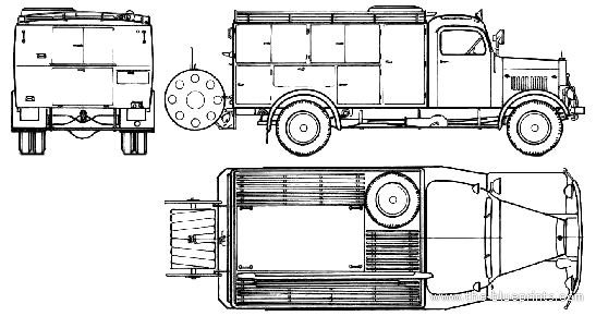 Грузовик Mercedes-Benz L3000 S Fire Truck (1941) - чертежи, габариты, рисунки