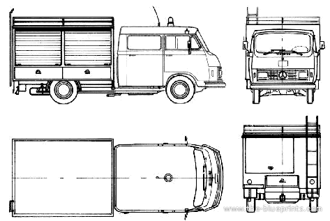 Грузовик Mercedes-Benz L307 Fire Truck (1975) - чертежи, габариты, рисунки