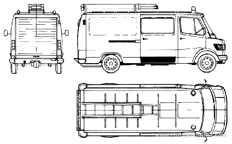 Грузовик Mercedes-Benz L308 Fire Truck (1980) - чертежи, габариты, рисунки