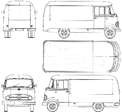 Грузовик Mercedes-Benz L319D (1957) - чертежи, габариты, рисунки