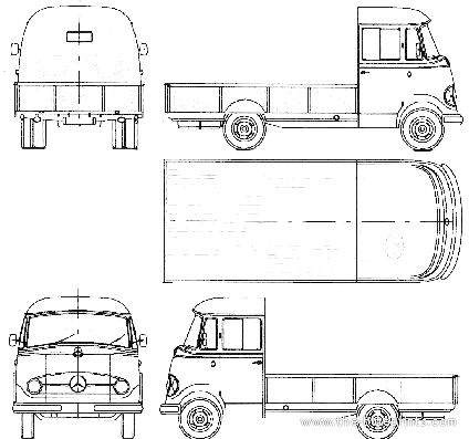 Mercedes-Benz L319D Pick-up truck (1958) - drawings, dimensions, pictures