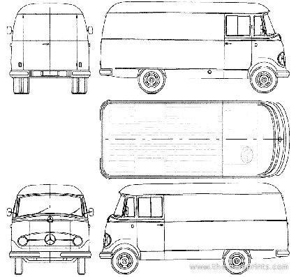 Грузовик Mercedes-Benz L319 1956-63 - чертежи, габариты, рисунки