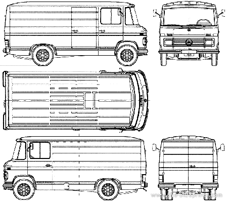 Грузовик Mercedes-Benz L409 (1975) - чертежи, габариты, рисунки