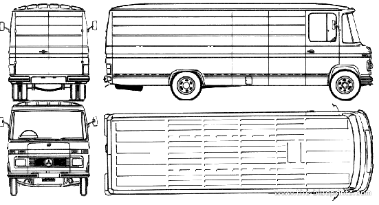 Грузовик Mercedes-Benz L508 SWB (1975) - чертежи, габариты, рисунки