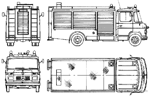 Грузовик Mercedes-Benz L608D Fire Truck (1978) - чертежи, габариты, рисунки