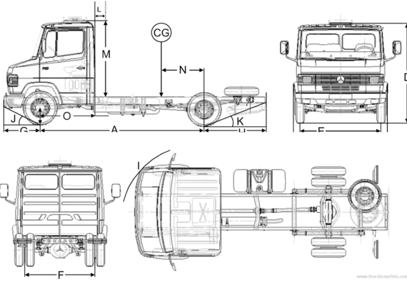 Грузовик Mercedes-Benz L710-42 EuroIII (2013) - чертежи, габариты, рисунки