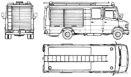 Грузовик Mercedes-Benz L809D Fire Truck (1988) - чертежи, габариты, рисунки