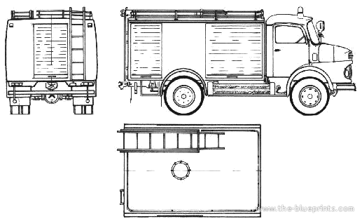 Грузовик Mercedes-Benz LA911-32 Fire Truck (1974) - чертежи, габариты, рисунки