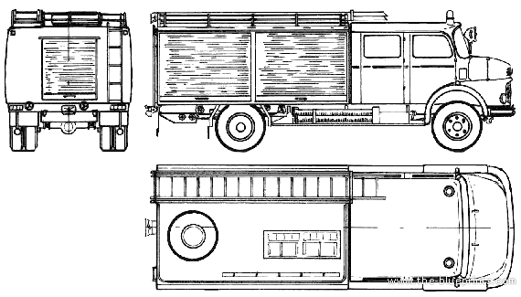 Грузовик Mercedes-Benz LAF1113-42 Fire Truck (1974) - чертежи, габариты, рисунки