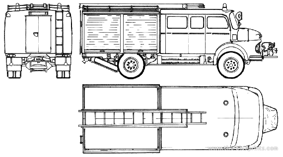 Грузовик Mercedes-Benz LAF911 B Fire Truck (1974) - чертежи, габариты, рисунки