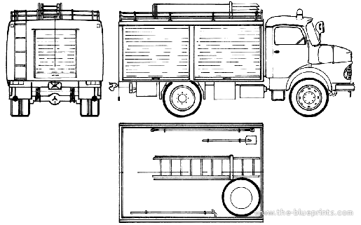 Грузовик Mercedes-Benz LAF911 B Fire Truck (1979) - чертежи, габариты, рисунки