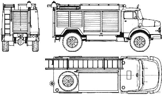 Грузовик Mercedes-Benz LAK1924 Fire Truck (1973) - чертежи, габариты, рисунки