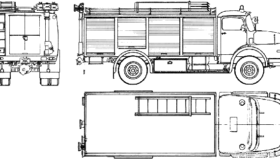 Грузовик Mercedes-Benz LAK1924 Fire Truck (1974) - чертежи, габариты, рисунки