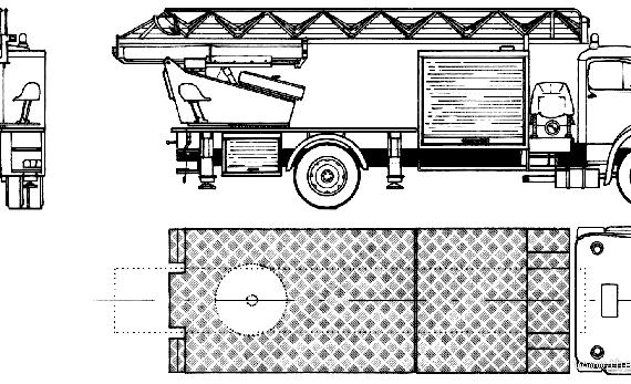 Грузовик Mercedes-Benz LAK1924 Fire Truck (1980) - чертежи, габариты, рисунки