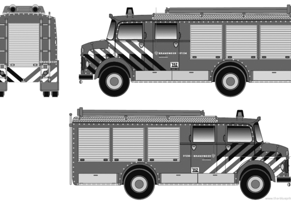 Грузовик Mercedes-Benz LF1113 B-36 Fire Truck (1974) - чертежи, габариты, рисунки